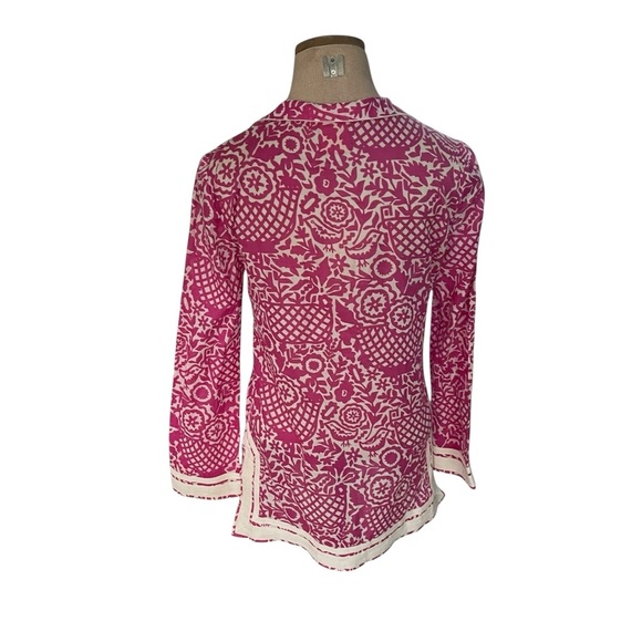 Tory Burch Red Tunic with Graphic Style and 3/4 Sleeves - Picture 2 of 7